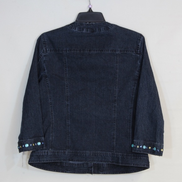 Alfred Dunner Petite Beaded Embellished Butterflies Blue Denim Jacket Women NWOT - Picture 7 of 7